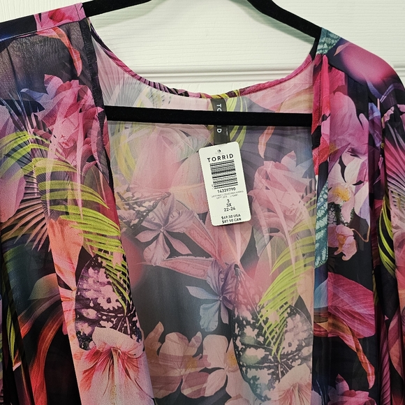 Torrid 3 Floral Sheer Kimono Cover-up - Picture 3 of 4